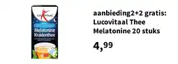 Plein.nl aanbieding2+2 gratis: Lucovitaal Thee Melatonine 20 stuks aanbieding