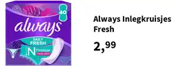Plein.nl Always Inlegkruisjes Fresh aanbieding