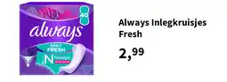 Plein.nl Always Inlegkruisjes Fresh aanbieding