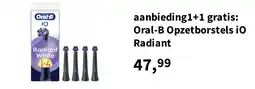 Plein.nl aanbieding1+1 gratis: Oral-B Opzetborstels iO Radiant aanbieding