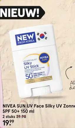 Etos NIVEA SUN UV Face Silky UV Zonnebrand Stick SPF 50+ 150 ml aanbieding