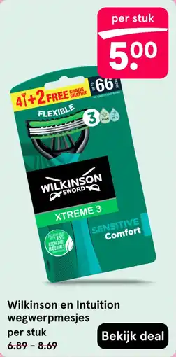 Etos Wilkinson en Intuition wegwerpmesjes aanbieding