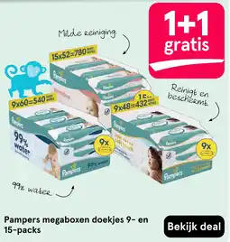 Etos Pampers megaboxen doekjes 9-en 15-packs aanbieding