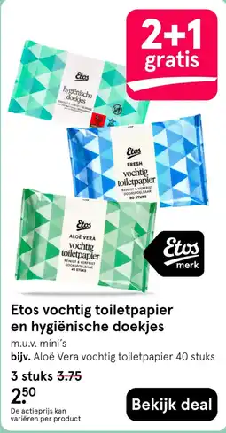 Etos Etos vochtig toiletpapier en hygiënische doekjes aanbieding