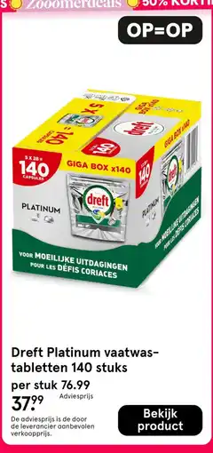 Etos Dreft Platinum vaatwas- tabletten 140 stuks aanbieding