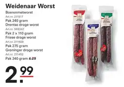 De Kweker Weidenaar Worst aanbieding