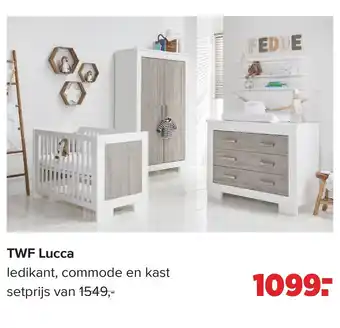 Baby-Dump TWF Lucca ledikant, commode en kast aanbieding