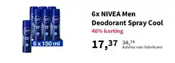 Plein.nl 6x NIVEA Men Deodorant Spray Cool aanbieding