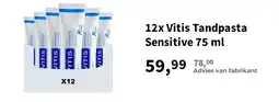 Plein.nl 12x Vitis Tandpasta Sensitive 75 ml aanbieding