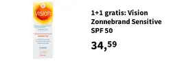 Plein.nl 1+1 gratis: Vision Zonnebrand Sensitive SPF 50 aanbieding