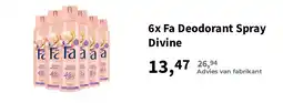 Plein.nl 6x Fa Deodorant Spray Divine aanbieding