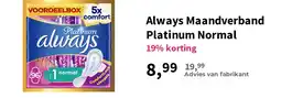Plein.nl Always Maandverband Platinum Normal aanbieding