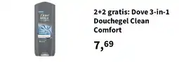 Plein.nl 2+2 gratis: Dove 3-in-1 Douchegel Clean Comfort aanbieding