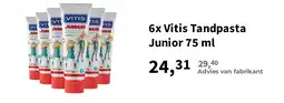 Plein.nl 6x Vitis Tandpasta Junior 75 ml aanbieding