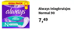 Plein.nl Always Inlegkruisjes Normal 90 aanbieding