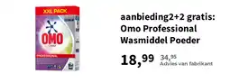 Plein.nl aanbieding2+2 gratis: Omo Professional Wasmiddel Poeder aanbieding