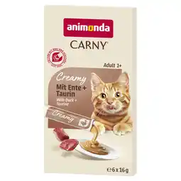 Zooplus animonda Carny Adult Creamy - 6 x 16 g Eend & Taurine aanbieding