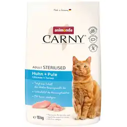 Zooplus 10kg animonda Carny Adult Gesteriliseerd kip + kalkoen droogvoer voor katten aanbieding