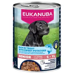 Zooplus Voordeelpakket: 12x400g Eukanuba Senior Rijk aan forel met zoete aardappel natvoer voor honden aanbieding