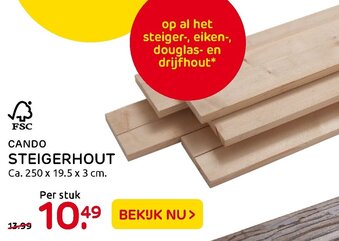 Praxis Cando Steigerhout 250x19.5x3 cm aanbieding