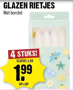 Dirck 3 Glazen rietjes met borstel aanbieding