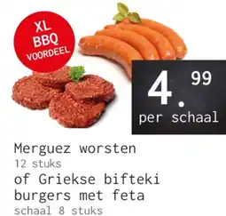 Naanhof Merguez worsten of Griekse bifteki burgers met feta aanbieding