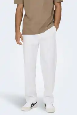 Wehkamp ONLY & SONS ONSSINUS loose casual broek met linnen wit aanbieding