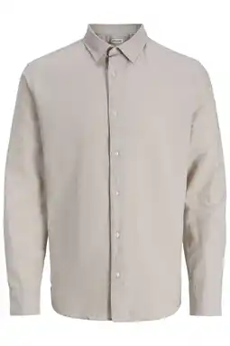 Wehkamp JACK & JONES ESSENTIALS regular casual overhemd met linnen beige aanbieding