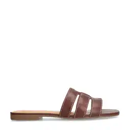 Wehkamp Manfield leren slippers bruin aanbieding
