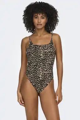 Wehkamp ONLY voorgevormd badpak met panterprint beige/zwart aanbieding