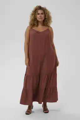 Wehkamp Kaffe Curve maxi jurk koraalrood aanbieding