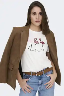 Wehkamp ONLY T-shirt ecru aanbieding