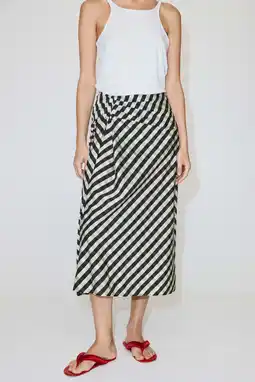Wehkamp Mango geruite midi rok - donkerblauw aanbieding