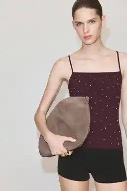 Wehkamp Mango top met parels - roodbruin aanbieding