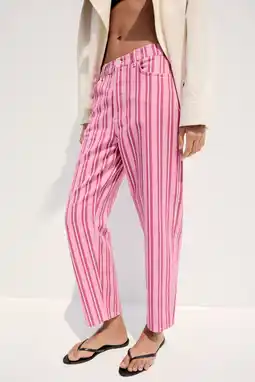 Wehkamp Mango gestreepte straight leg jeans - roze aanbieding
