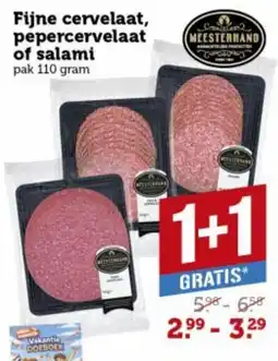 Lekker Makkelijk Meesterhand fijne cervelaat, pepercervelaat of salami aanbieding