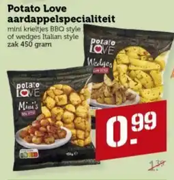 Lekker Makkelijk potato love mini krieltjes BBQ style of wedges Italian style aanbieding