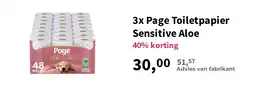Plein.nl 3x Page Toiletpapier Sensitive Aloe aanbieding