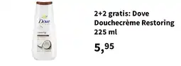 Plein.nl 2+2 gratis: Dove Douchecrème Restoring 225 ml aanbieding