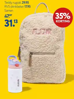 Primera Fleur teddy rugzak en rvs drinkbeker aanbieding