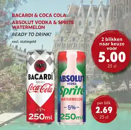 uw topSlijter Bacardi & Coca Cola Absolut Vodka & Sprite Watermelon aanbieding