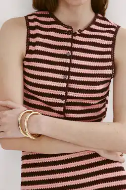 Wehkamp Mango gestreepte gebreide top - rood aanbieding