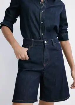 Wehkamp Mango high waist straight leg denim bermuda short - donkerblauw aanbieding