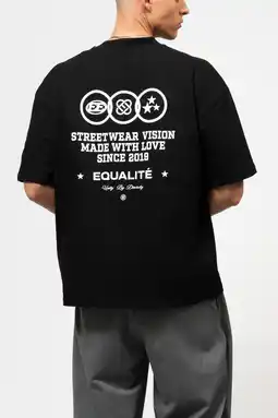 Wehkamp Equalité boxy T-shirt met backprint - zwart aanbieding