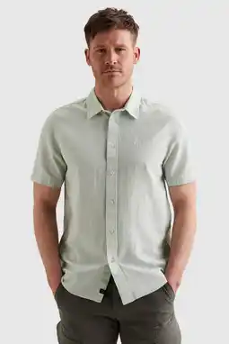 Wehkamp PME Legend regular casual overhemd met linnen mintgroen aanbieding