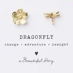 Wehkamp A Beautiful Story broche Hibiscus Dragonfly - goudkleurig (set van 2) aanbieding