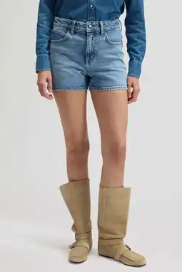 Wehkamp Lee denim straight highwaist short medium blue denim aanbieding