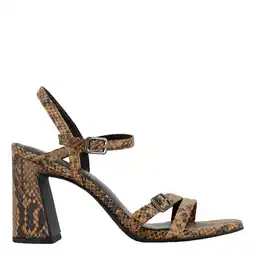 Wehkamp Graceland leren sandalettes met dierenprint bruin aanbieding