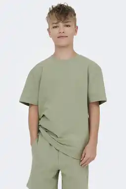 Wehkamp ONLY & SONS JUNIOR T-shirt met textuur groen aanbieding