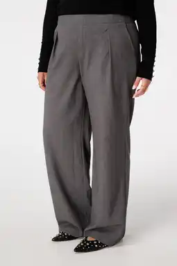 Wehkamp MS Mode wide leg highwaist pantalon grijs melange aanbieding